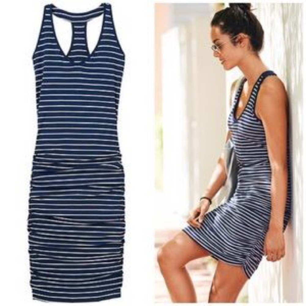 Grey Athleta Striped Racerback Tank Dress